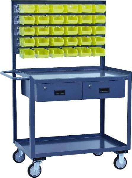 Jamco - Durable Utility Carts with Rack Mobile Workbench and Louvered Panel - Steel, Gray, 30" Long x 36" Deep x 62" High - Industrial Tool & Supply