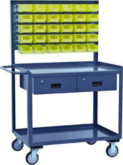 Jamco - Durable Utility Carts with Rack Mobile Workbench and Louvered Panel - Steel, Gray, 24" Long x 36" Deep x 62" High - Industrial Tool & Supply