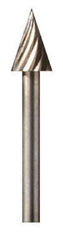 Dremel - 1/4" Cut Diam, 1/8" Shank Diam, Cone Head Single Cut Burr - High Speed Steel, Point End - Industrial Tool & Supply