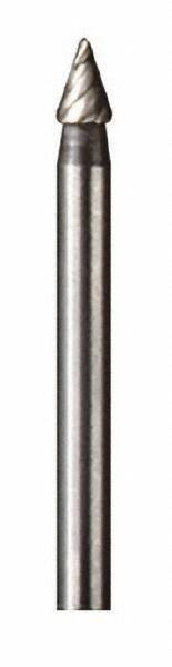Dremel - 1/8" Cut Diam, 1/8" Shank Diam, Cone Head Single Cut Burr - High Speed Steel, Point End - Industrial Tool & Supply