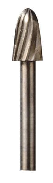 Dremel - 1/4" Cut Diam, 1/8" Shank Diam, Tree with Radius Head Single Cut Burr - High Speed Steel, Radius End - Industrial Tool & Supply