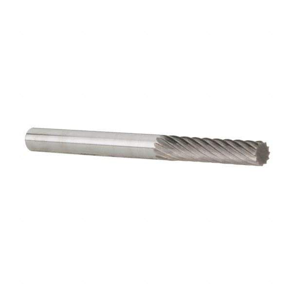 Dremel - 1/8" Cut Diam, 1/8" Shank Diam, Cylinder Head Double Cut Burr - Carbide, Flat End, 9/32" LOC - Industrial Tool & Supply