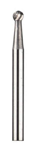 Dremel - 1/8" Cut Diam, 1/8" Shank Diam, Ball Head Double Cut Burr - Carbide, Radius End, 1/8" LOC - Industrial Tool & Supply