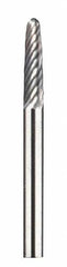 Dremel - 1/8" Cut Diam, 1/8" Shank Diam, Tree with Radius Head Double Cut Burr - Carbide, Radius End, 35/64" LOC - Industrial Tool & Supply