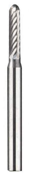 Dremel - 3/32" Cut Diam, 1/8" Shank Diam, Cylinder with Radius Head Single Cut Burr - Carbide, Radius End, 3/32" LOC - Industrial Tool & Supply