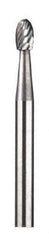 Dremel - 1/8" Cut Diam, 1/8" Shank Diam, Oval Head Double Cut Burr - Carbide, Radius End, 13/64" LOC - Industrial Tool & Supply