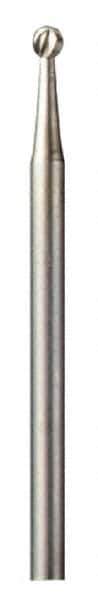 Dremel - 3/32" Cut Diam, 1/8" Shank Diam, Ball Head Single Cut Burr - Radius End - Industrial Tool & Supply