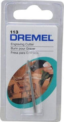 Dremel - 1/16" Cut Diam, 1/8" Shank Diam, Cylinder Head Single Cut Burr - Flat End - Industrial Tool & Supply