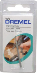 Dremel - 1/16" Cut Diam, 1/8" Shank Diam, Inverted Cone Head Single Cut Burr - Flat End - Industrial Tool & Supply