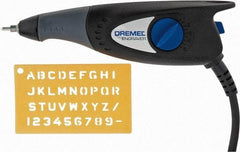 Dremel - 7,200 BPM, Electric Engraving Pen - 2 amps, Includes 9924 Carbide Point; Engraver Tool; Letter/Number Template Kit - Industrial Tool & Supply