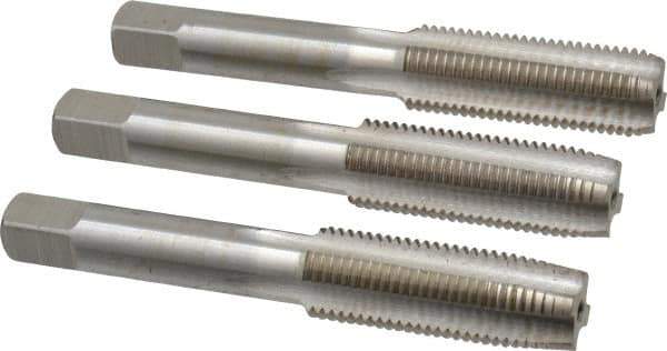 Interstate - M14x1.50 Metric Fine, 4 Flute, Bottoming, Plug & Taper, Bright Finish, High Speed Steel Tap Set - Right Hand Cut, 3-19/32" OAL, 1-21/32" Thread Length - Industrial Tool & Supply