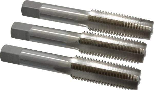 Interstate - M16x2.00 Metric Coarse, 4 Flute, Bottoming, Plug & Taper, Bright Finish, High Speed Steel Tap Set - Right Hand Cut, 3-13/16" OAL, 1-13/16" Thread Length - Industrial Tool & Supply