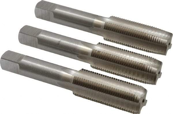 Interstate - M18x1.50 Metric Fine, 4 Flute, Bottoming, Plug & Taper, Bright Finish, High Speed Steel Tap Set - Right Hand Cut, 4-1/32" OAL, 1-13/16" Thread Length - Industrial Tool & Supply