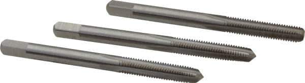 Interstate - M5x0.75 Metric Fine, 4 Flute, Bottoming, Plug & Taper, Bright Finish, High Speed Steel Tap Set - Right Hand Cut, 2-3/8" OAL, 7/8" Thread Length - Industrial Tool & Supply