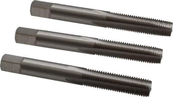 Interstate - M8x1.00 Metric Fine, 4 Flute, Bottoming, Plug & Taper, Bright Finish, High Speed Steel Tap Set - Right Hand Cut, 2-23/32" OAL, 1-1/8" Thread Length - Industrial Tool & Supply