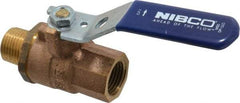 NIBCO - 1/2" Pipe, Full Port, Bronze Standard Ball Valve - 2 Piece, Inline - One Way Flow, MNPT x FNPT Ends, Lever Handle, 600 WOG, 200 WSP - Industrial Tool & Supply
