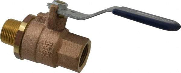NIBCO - 3/4" Pipe, Full Port, Bronze Standard Ball Valve - 2 Piece, Inline - One Way Flow, MNPT x FNPT Ends, Lever Handle, 600 WOG, 200 WSP - Industrial Tool & Supply