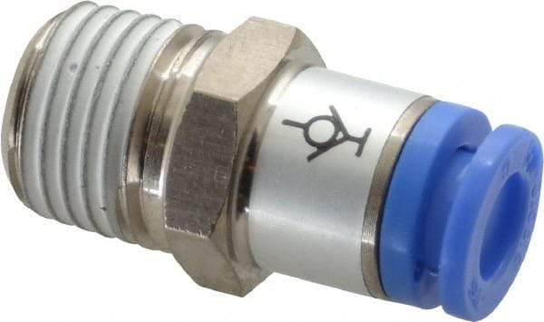 SMC PNEUMATICS - 6mm OD, R(PT) 1/4 Thread, Brass/Polybutylene Push-to-Connect Male Connector - 145 Max psi - Industrial Tool & Supply