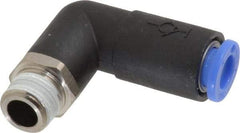 SMC PNEUMATICS - 6mm OD, R(PT) 1/8 Thread, Brass/Polybutylene Push-to-Connect Male Elbow - 145 Max psi - Industrial Tool & Supply