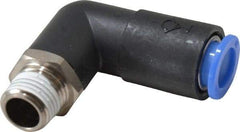 SMC PNEUMATICS - 10mm OD, R(PT) 1/4 Thread, Brass/Polybutylene Push-to-Connect Male Elbow - 145 Max psi - Industrial Tool & Supply