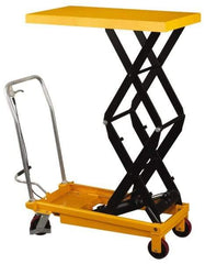 Wesco Industrial Products - 770 Lb Capacity Portable Foot-Operated Scissor Lift Table - 14" Lift Height, 35-1/2" Platform Length x 19-1/2" Platform Width - Industrial Tool & Supply