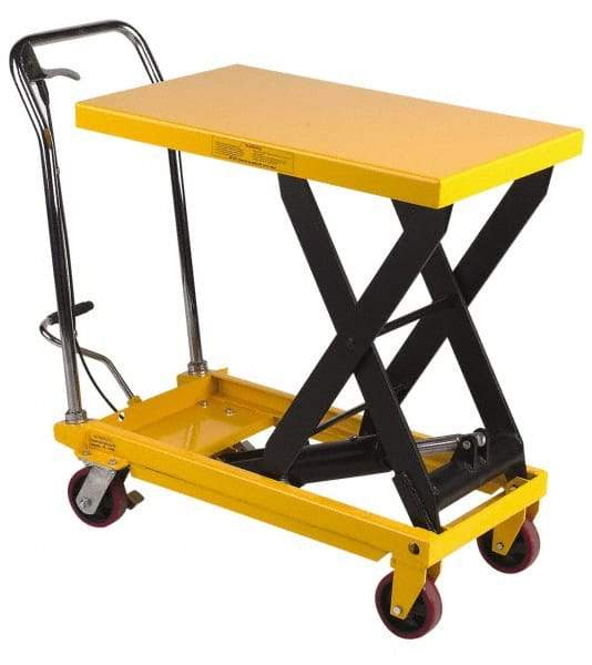 Wesco Industrial Products - 1,650 Lb Capacity Portable Foot-Operated Scissor Lift Table - 16" Lift Height, 39" Platform Length x 20" Platform Width - Industrial Tool & Supply