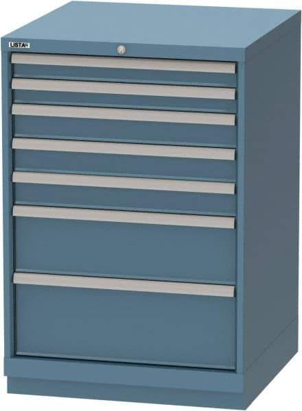 LISTA - 7 Drawer, Tool Crib Storage Cabinet - Steel, 28-1/4" Wide x 28-1/2" Deep x 41-3/4" High, Blue - Industrial Tool & Supply