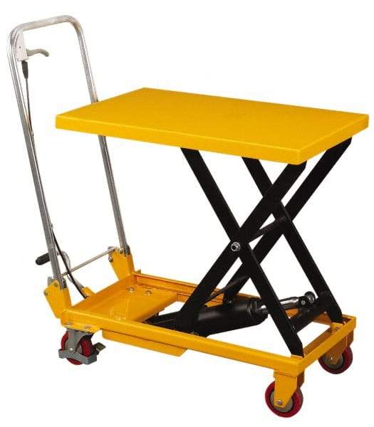 Wesco Industrial Products - 330 Lb Capacity Manual Scissor Lift Table - 27-1/2" Platform Length x 17.8" Platform Width - Industrial Tool & Supply