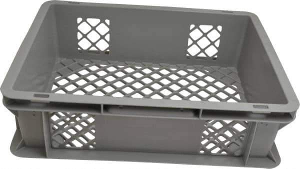 SSI Schaefer - 0.37 Cu Ft, 33 Lb Load Capacity Gray Polypropylene Tote Container - Stacking, 15.8" Long x 11.9" Wide x 4.8" High - Industrial Tool & Supply