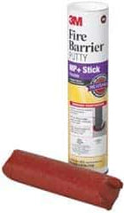 3M - 1/4" x 11" Stick Red Elastomer Fire Barrier Putty - 437°F Max Operating Temp, Series MP+ - Industrial Tool & Supply