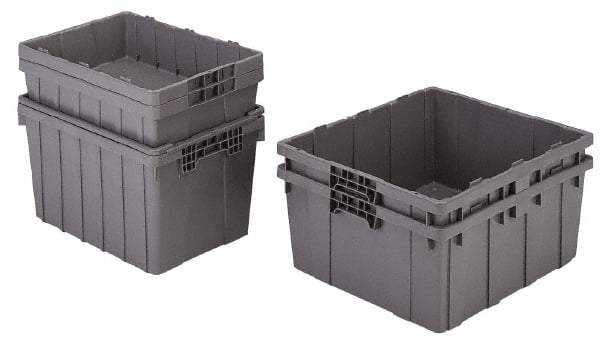 Orbis - 2 Cu Ft, 70 Lb Load Capacity Gray Polyethylene Tote Container - Nesting, 21.4" Long x 15.3" Wide x 12.3" High - Industrial Tool & Supply