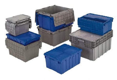 Orbis - 2.7 Cu Ft, 70 Lb Load Capacity Gray Polyethylene Attached-Lid Container - Stacking, Nesting, 23.9" Long x 19.6" Wide x 12.6" High, Lid Included - Industrial Tool & Supply