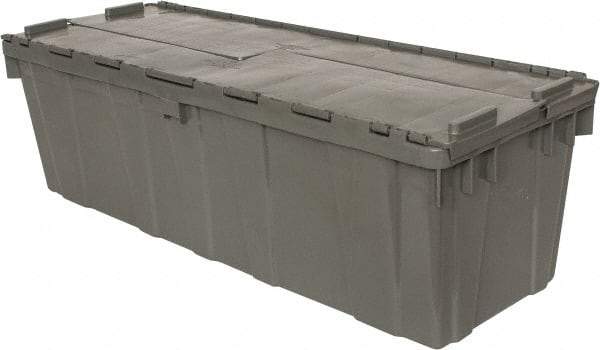 Orbis - 11 Cu Ft, 40 Lb Load Capacity Gray Polyethylene Attached-Lid Container - Stacking, Nesting, 39.3" Long x 14" Wide x 12" High, Lid Included - Industrial Tool & Supply