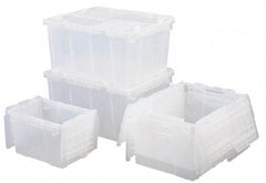 Orbis - 1.8 Cu Ft, 70 Lb Load Capacity Clear Polypropylene Attached-Lid Container - Stacking, Nesting, 21.8" Long x 15.2" Wide x 12.9" High, Lid Included - Industrial Tool & Supply
