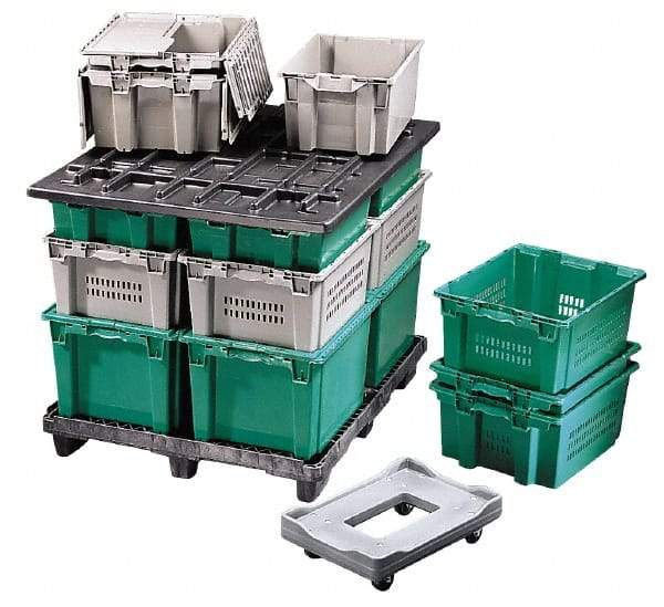 Orbis - 1 Cu Ft, 40 Lb Load Capacity Gray Polyethylene Tote Container - Stacking, Nesting, 23.6" Long x 15.8" Wide x 7.1" High - Industrial Tool & Supply