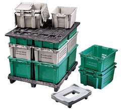 Orbis - 1.3 Cu Ft, 40 Lb Load Capacity Gray Polyethylene Tote Container - Stacking, Nesting, 23.6" Long x 15.8" Wide x 8-1/2" High - Industrial Tool & Supply