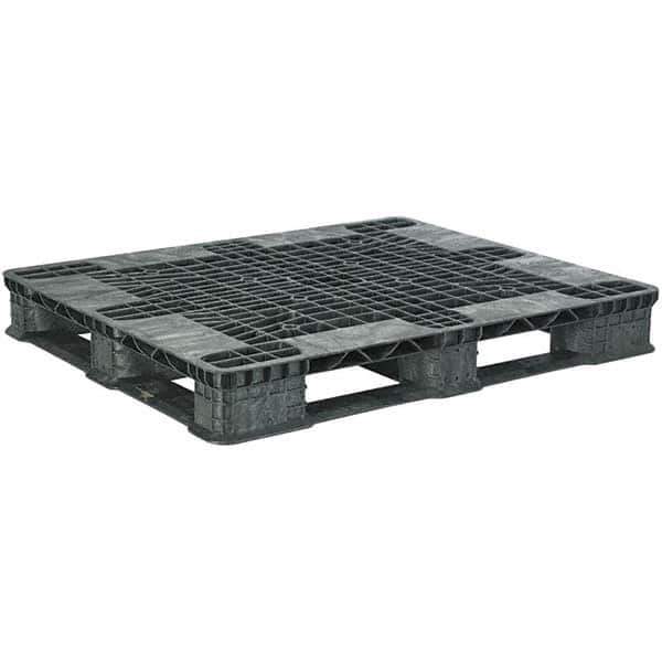 Orbis - 47.8" Long x 39.9" & Wide x 5.8" High Polyethylene Stackable Pallet - 30,000 Lb Static Capacity, 3,500 Lb Dynamic Capacity, Black - Industrial Tool & Supply