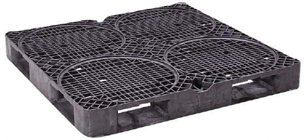 Orbis - 48.8" Long x 48.8" & Wide x 5-1/2" High Polyethylene Drum Pallet - 15,000 Lb Static Capacity, 3,500 Lb Dynamic Capacity, Black - Industrial Tool & Supply