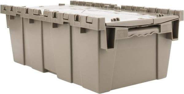 Quantum Storage - 0.5 Cu Ft, 40 Lb Load Capacity Gray Polyethylene Attached-Lid Container - Stacking, Nesting, 19.6" Long x 11.6" Wide x 7-1/2" High, Lid Included - Industrial Tool & Supply