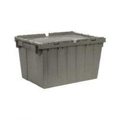Quantum Storage - 1.67 Cu Ft, 60 Lb Load Capacity Gray Polyethylene Attached-Lid Container - Stacking, Nesting, 21.8" Long x 15" Wide x 12.8" High, Lid Included - Industrial Tool & Supply