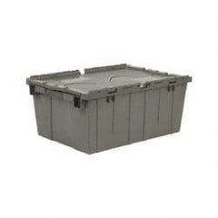 Quantum Storage - 1.27 Cu Ft, 60 Lb Load Capacity Gray Polyethylene Attached-Lid Container - Stacking, Nesting, 21.8" Long x 14.9" Wide x 9.6" High, Lid Included - Industrial Tool & Supply