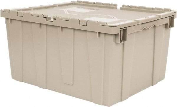 Quantum Storage - 2.44 Cu Ft, 80 Lb Load Capacity Gray Polyethylene Attached-Lid Container - Stacking, Nesting, 23.9" Long x 19.4" Wide x 12-1/2" High, Lid Included - Industrial Tool & Supply