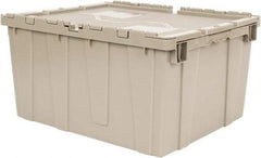 Quantum Storage - 2.44 Cu Ft, 80 Lb Load Capacity Gray Polyethylene Attached-Lid Container - Stacking, Nesting, 23.9" Long x 19.4" Wide x 12-1/2" High, Lid Included - Industrial Tool & Supply