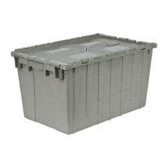 Quantum Storage - 2.2 Cu Ft, 90 Lb Load Capacity Gray Polyethylene Attached-Lid Container - Stacking, Nesting, 25.4" Long x 16.3" Wide x 14.1" High, Lid Included - Industrial Tool & Supply