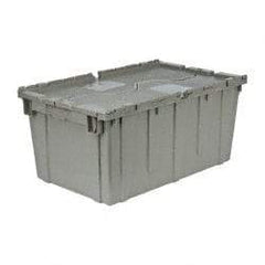 Quantum Storage - 2.5 Cu Ft, 100 Lb Load Capacity Gray Polyethylene Attached-Lid Container - Stacking, Nesting, 27.3" Long x 16.6" Wide x 12-1/2" High, Lid Included - Industrial Tool & Supply