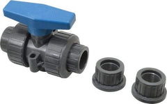 Plast-O-Matic - 3/4" Pipe, Full Port, PVC True Union Design Ball Valve - Inline - Two Way Flow, FNPT x FNPT Ends, Tee Handle, 175 WOG - Industrial Tool & Supply