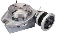 Phase II - 6" Table Diam, Horizontal Rotary Machining Table - 2MT Center Taper, 0.39" T-Slot Width - Industrial Tool & Supply