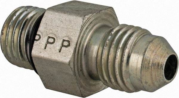 Parker - 1/4" Tube OD, 37° Steel Flared Tube Straight Thread Connector - 7/16 UNF, Flare x SAE-ORB Ends - Industrial Tool & Supply
