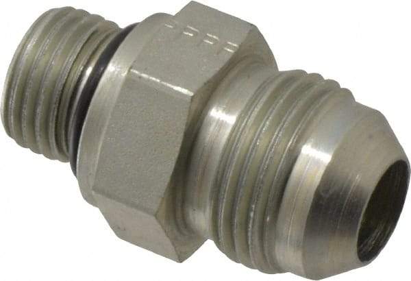Parker - 1/2" Tube OD, 37° Steel Flared Tube Straight Thread Connector - 9/16 UNF, Flare x SAE-ORB Ends - Industrial Tool & Supply