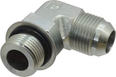 Parker - 3/4" Tube OD, 37° Steel Flared Tube Straight Thread Elbow - 1-1/16 UNF, Flare x SAE-ORB Ends - Industrial Tool & Supply